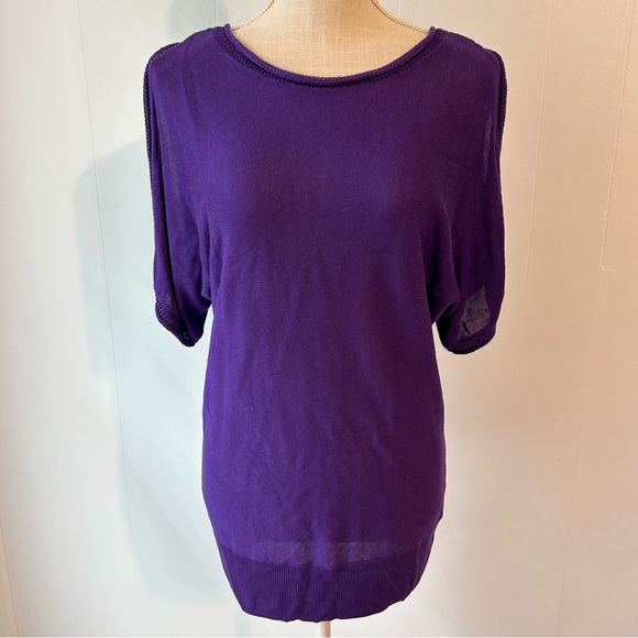 Chico's Tops - Women‎ Chico’s size 1 Purple Women's Top cold shoulder, short sleeve lightweight